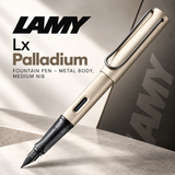 Lamy Lx Palladium fountain pen with palladium-colour body and medium nib