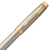 Parker IM Premium Rollerball Pen – Warm Silver Champagne Diamond Pattern Gold Trim (GT)