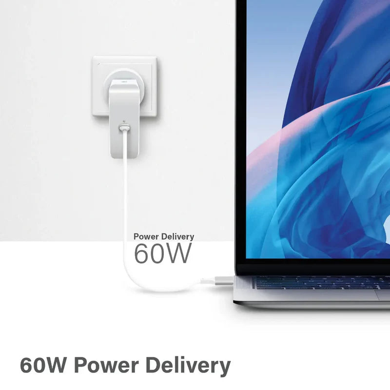 60W USB-C Laptop/MacBook Wall Charger with USB-C Charging Cable – Travel Edition (Original)