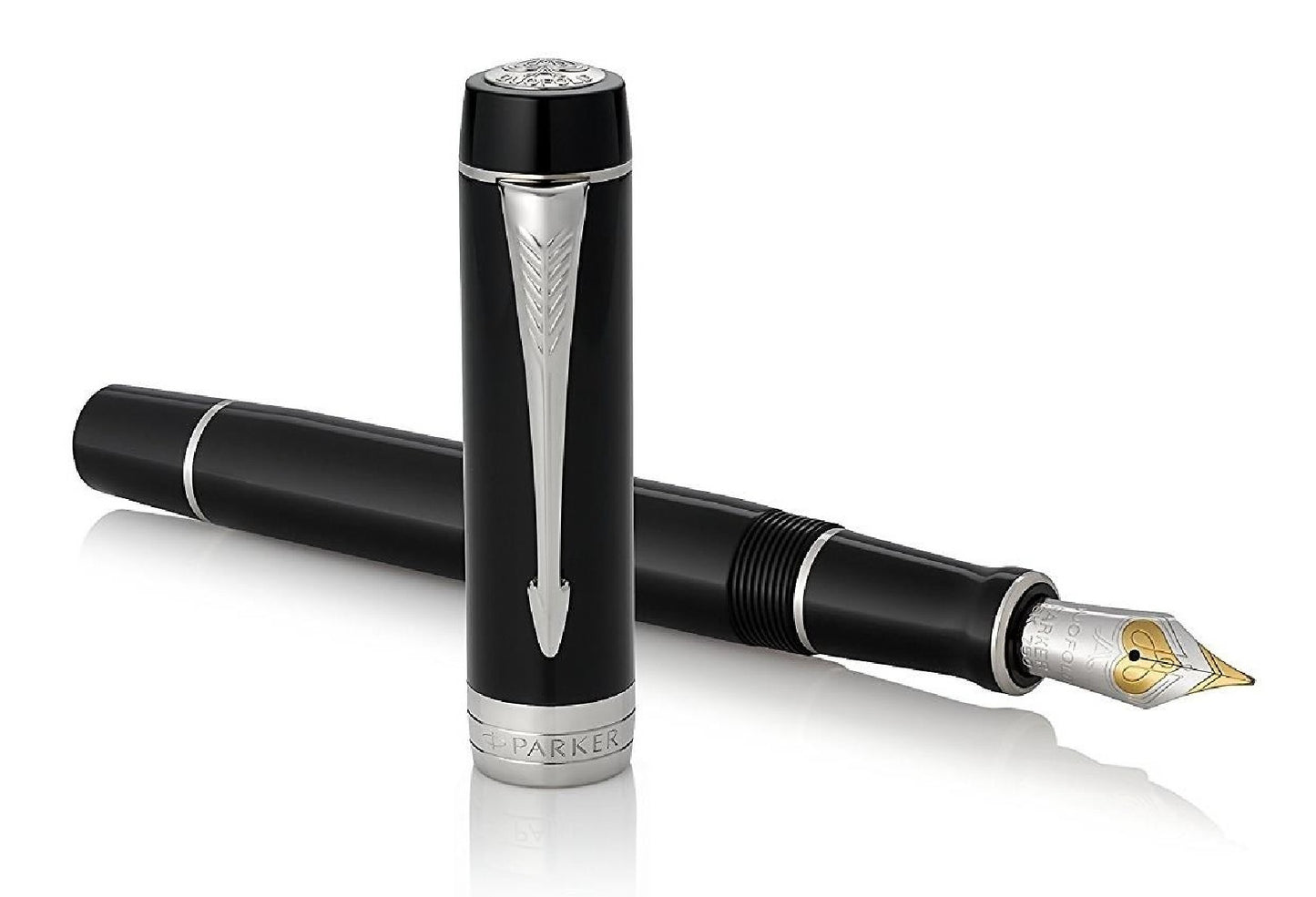 Parker Duofold Classic Black Fountain Pen – 18K Solid Gold Nib