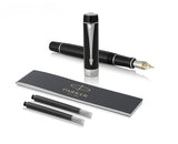 Parker Duofold Classic Black Fountain Pen – 18K Solid Gold Nib