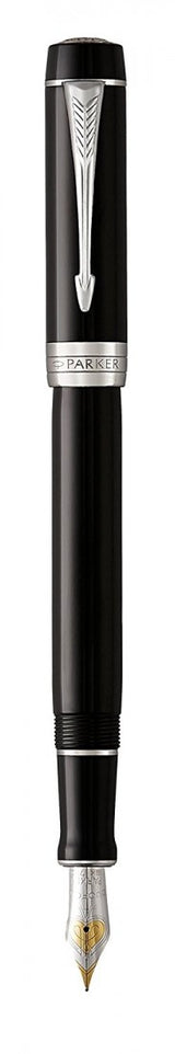 Parker Duofold Classic Black Fountain Pen – 18K Solid Gold Nib