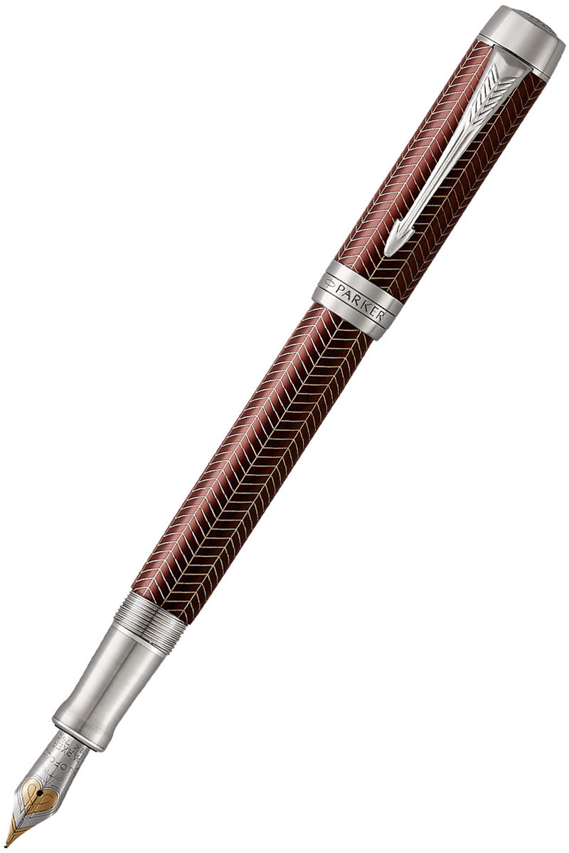 Parker Duofold Prestige Fountain Pen – Burgundy Chevron CT | Luxury Writing Instrument