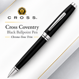 Cross Coventry Black Ballpoint Pen – Chrome-Tone Trim (AT0662-6)