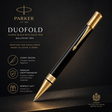 Parker Duofold Ballpoint Pen — Classic Black | Gold Trim | Medium Point