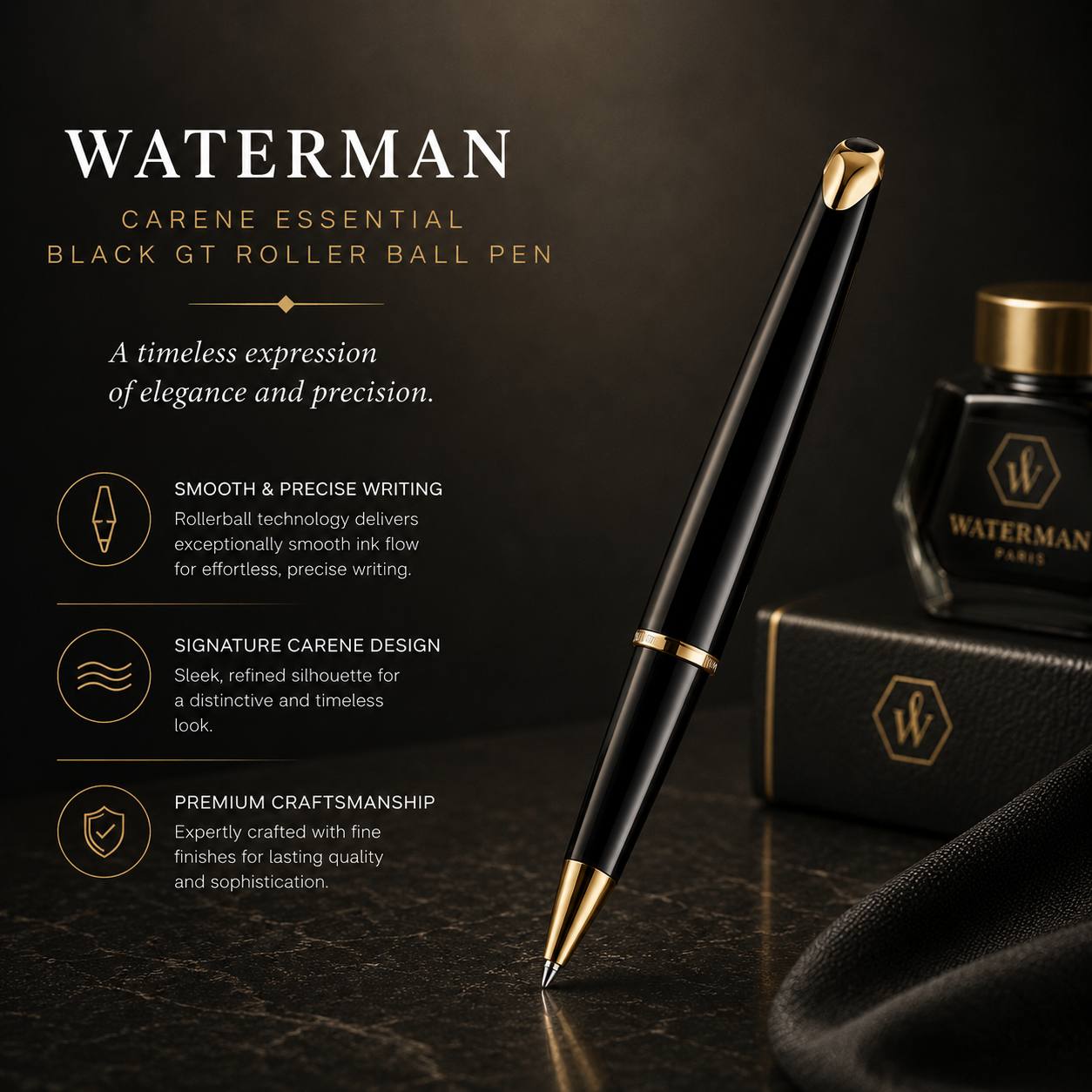 Waterman Carène Essential Black GT Rollerball Pen