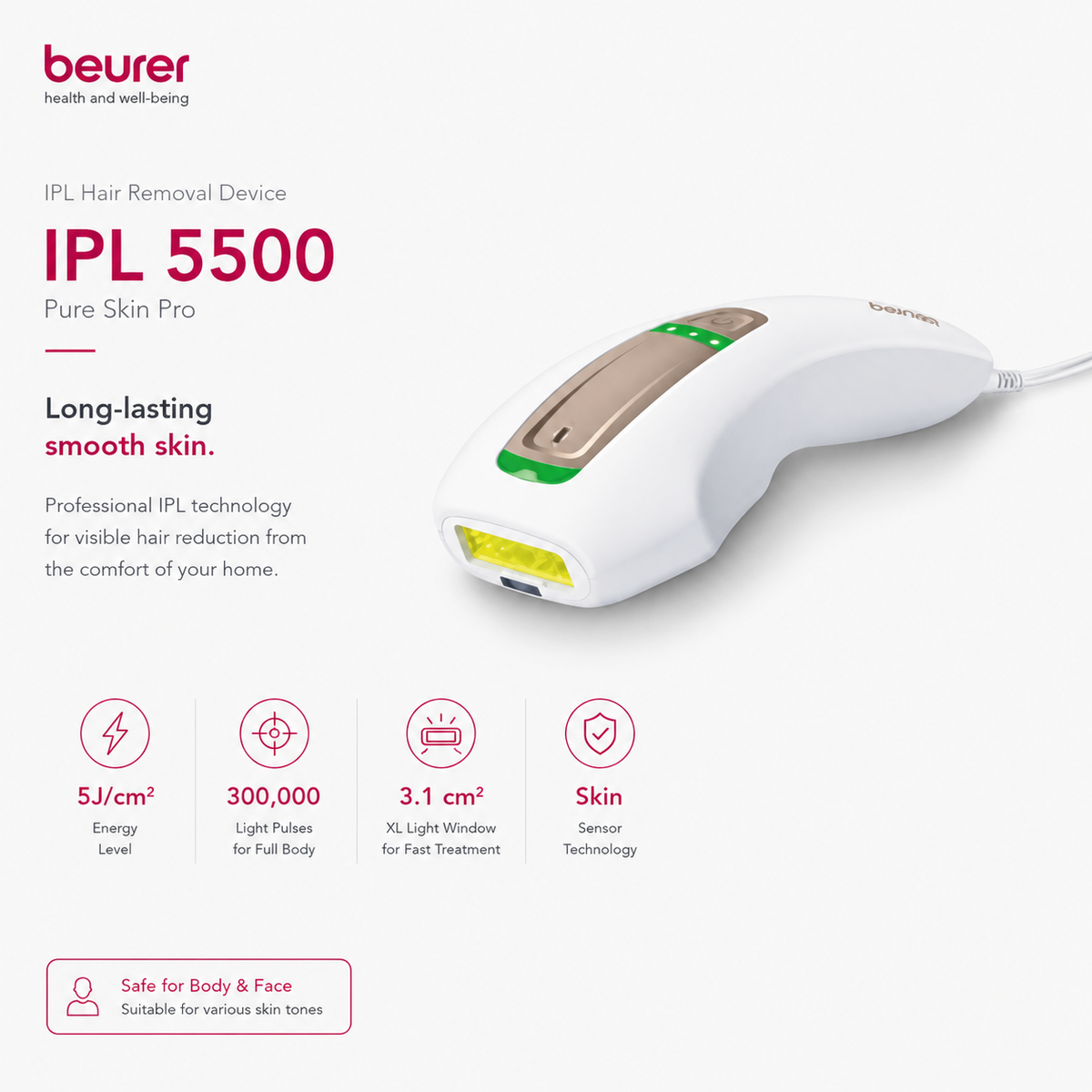 Beurer IPL Pure Skin Pro IPL 5500 – Long-Lasting Hair Removal Device