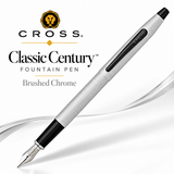 Cross Classic Century Refillable Fountain Pen Medium Nib Brushed Chrome