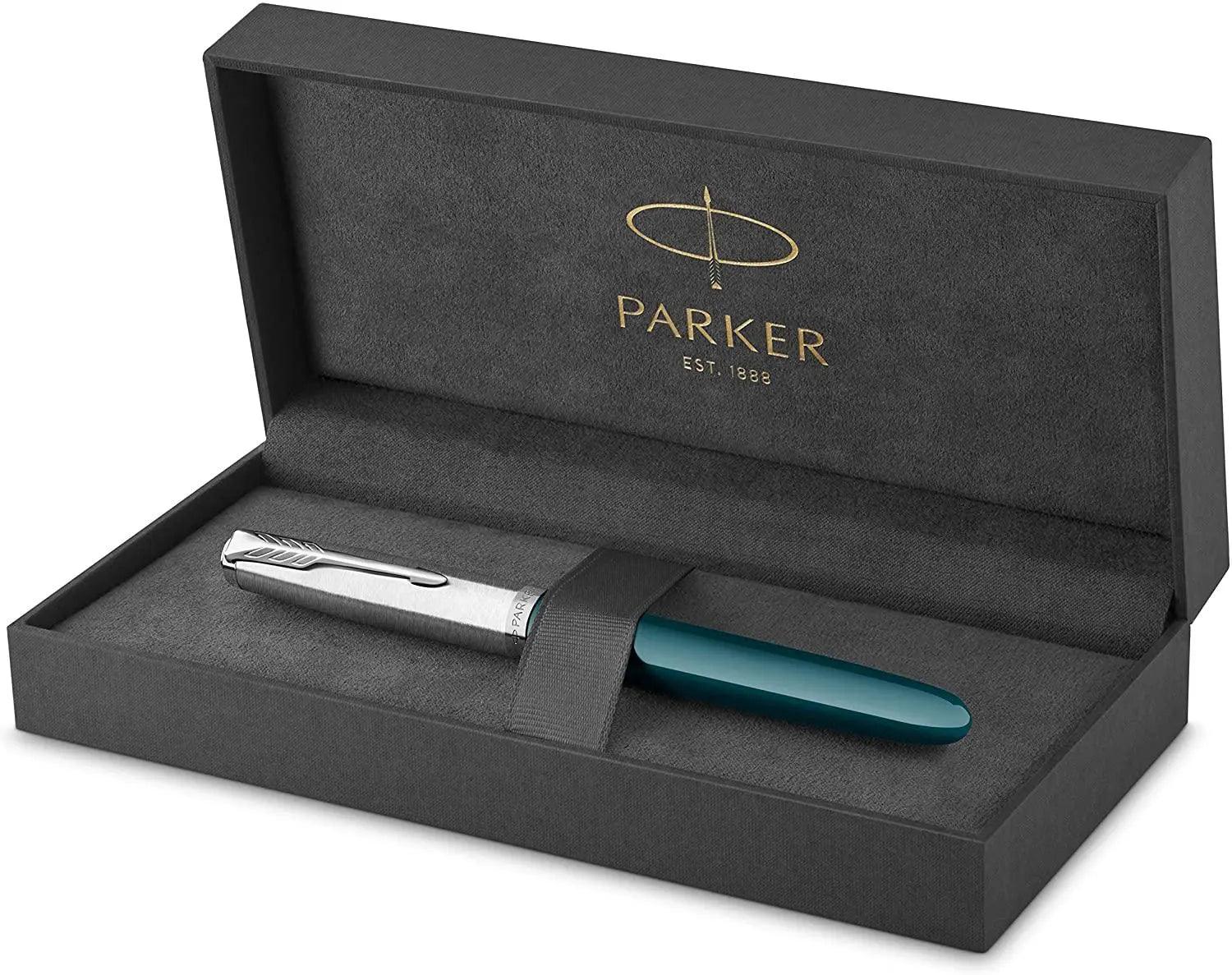 Parker 51 Rebirth Fountain Pen – Teal Blue with Chrome Trim | Premium Fountain Pen