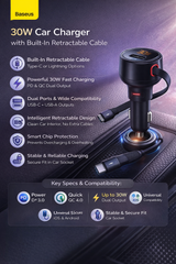Baseus 30W Car Charger – Dual Port Fast Charging