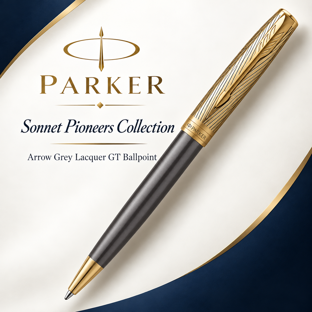 Parker Sonnet Pioneers Collection Arrow Grey Lacquer GT Ballpoint