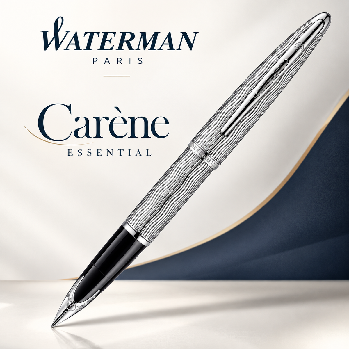 Waterman Carène Essential Fountain Pen – Silver with Silver Trim (18K Gold Nib)