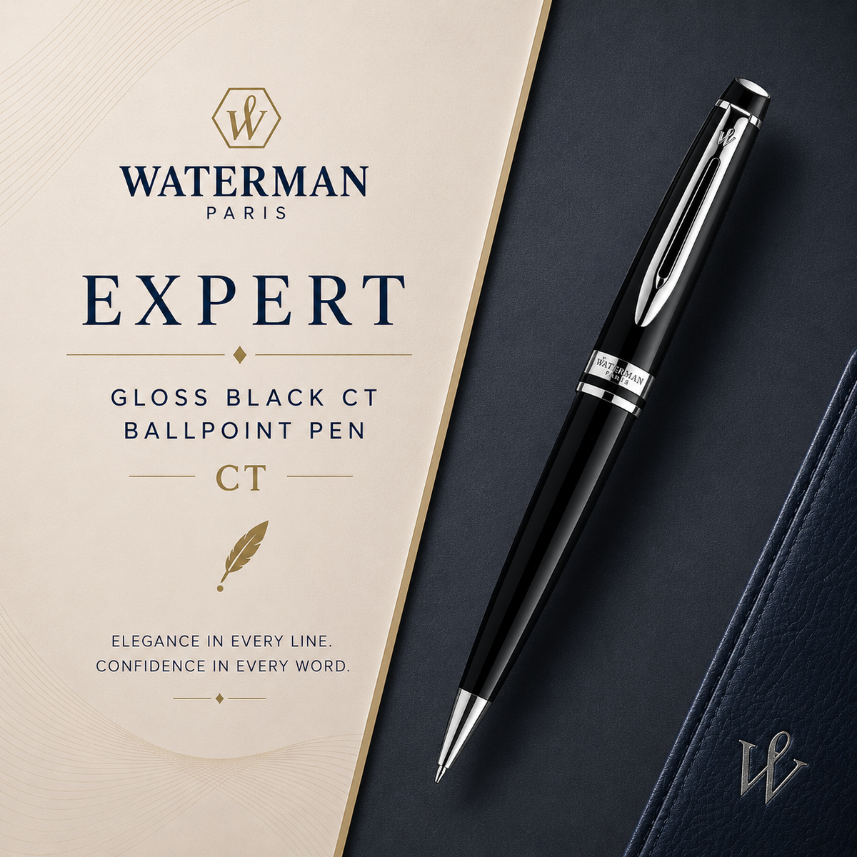 Waterman Expert Gloss Black CT Ballpoint Pen – Premium Writing Instrument