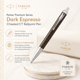 Parker Premium Series Ballpoint Pen – Dark Espresso Chiseled CT