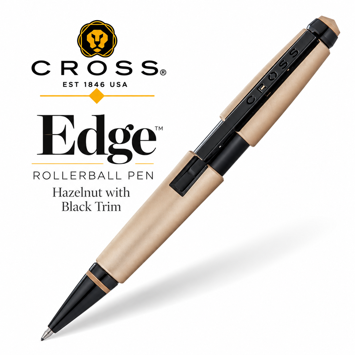 Cross Edge Rollerball Pen – Hazelnut with Black Trim