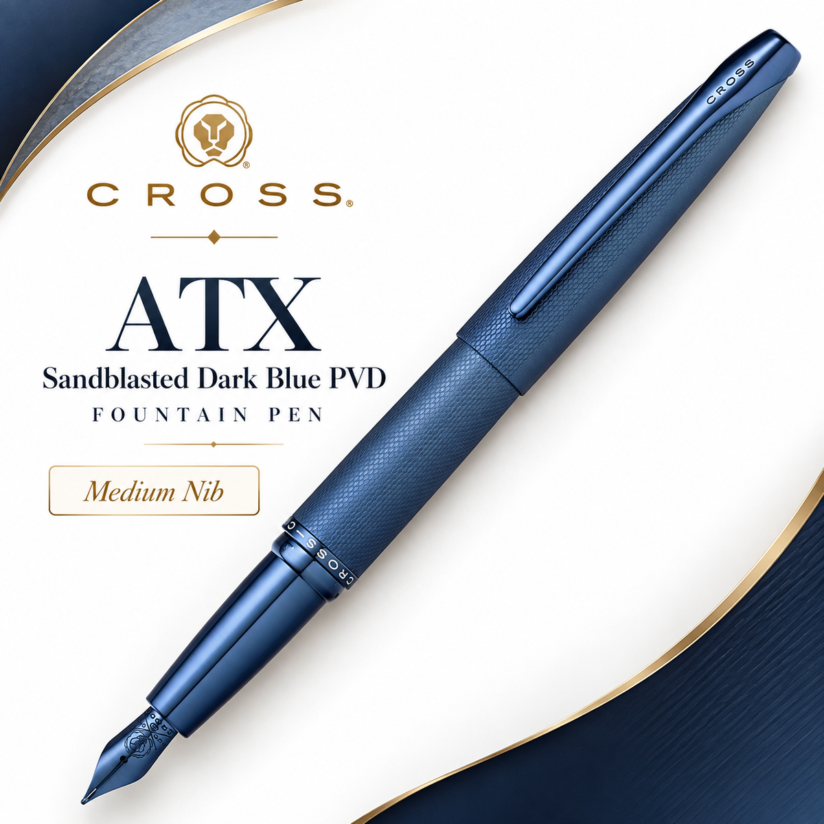 Cross ATX Sandblasted Dark Blue PVD Fountain Pen