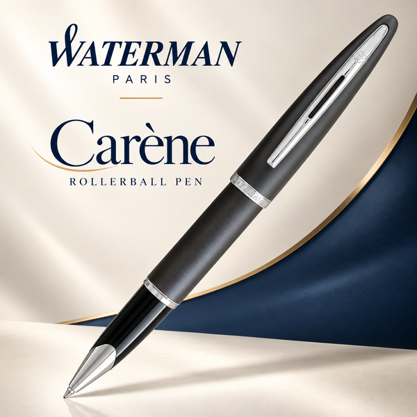 Waterman Carène Rollerball Pen – Charcoal Grey with Stainless Steel Trim