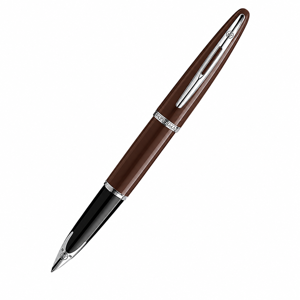 Waterman Carène Fountain Pen – Frosty Brown with Stainless Steel Trim (18K Gold Nib)