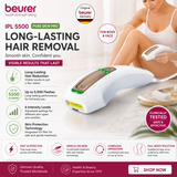 Beurer IPL 5500 Pure Skin Pro hair removal device, long-lasting IPL handset