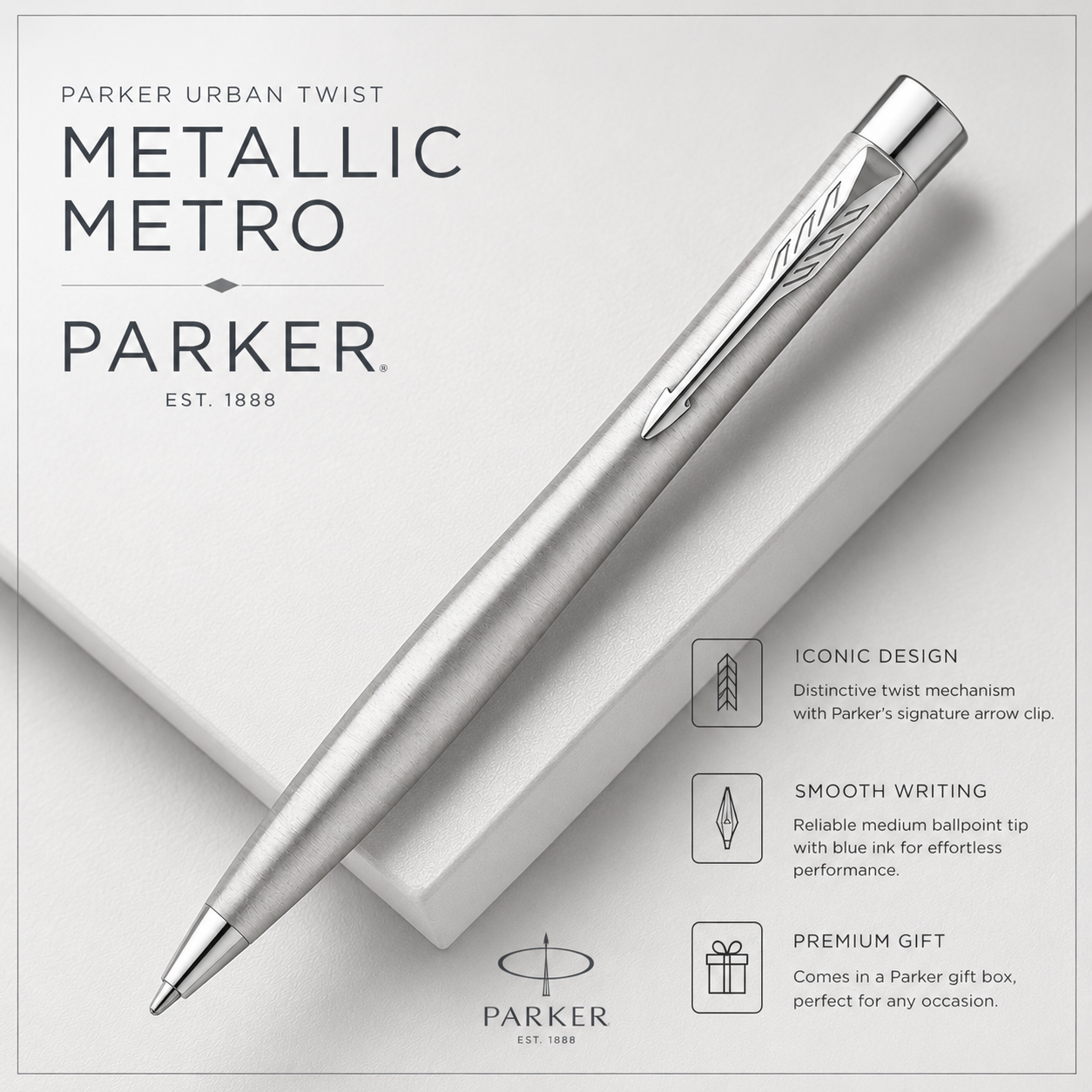 Parker Urban Metal Series Ball Pen – Metal CT | Premium Luxury Ballpoint