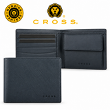 Cross Saffiano Leather 4CC Bifold Wallet with Coin Pocket - Navy Blue