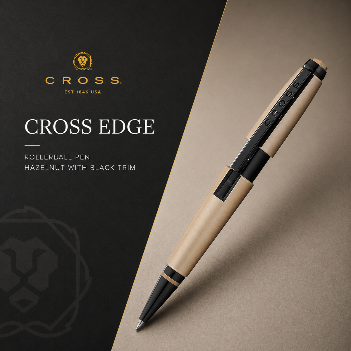 Cross Edge Rollerball Pen – Hazelnut with Black Trim