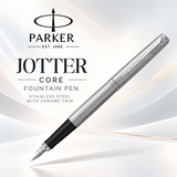 Parker Jotter Core Fountain Pen – Stainless Steel with Chrome Trim
