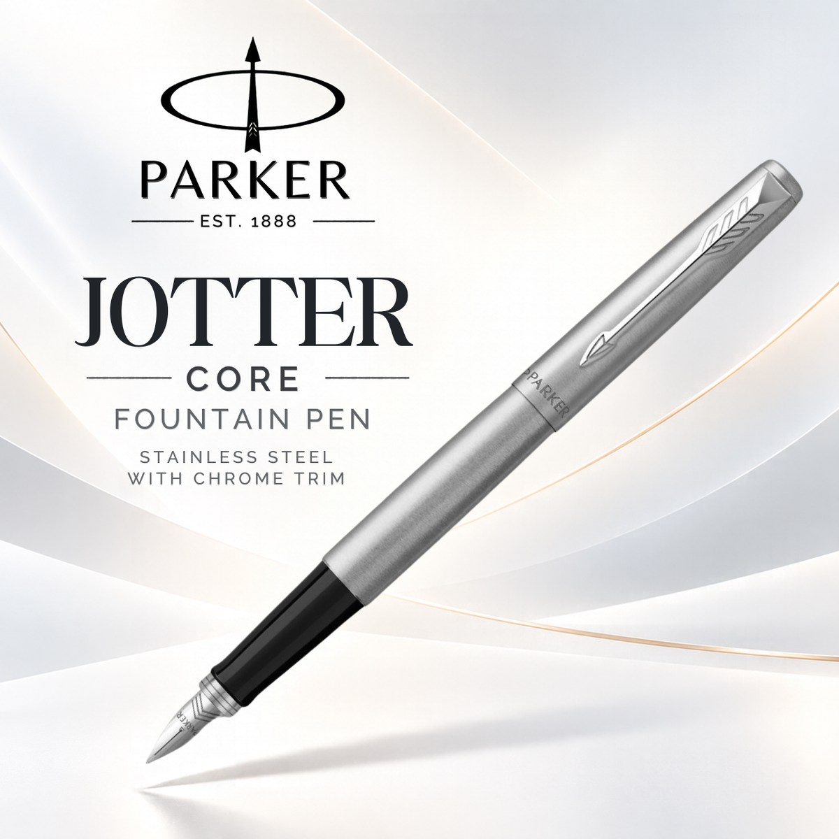 Parker Jotter Core Fountain Pen – Stainless Steel with Chrome Trim