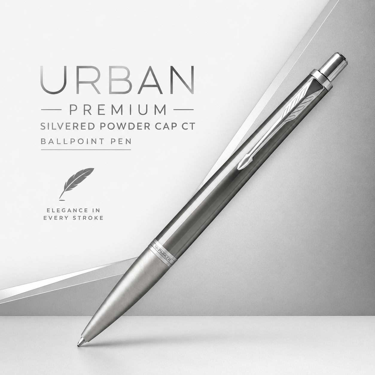 Parker Urban Premium Silvered Powder Cap CT Ballpoint Pen