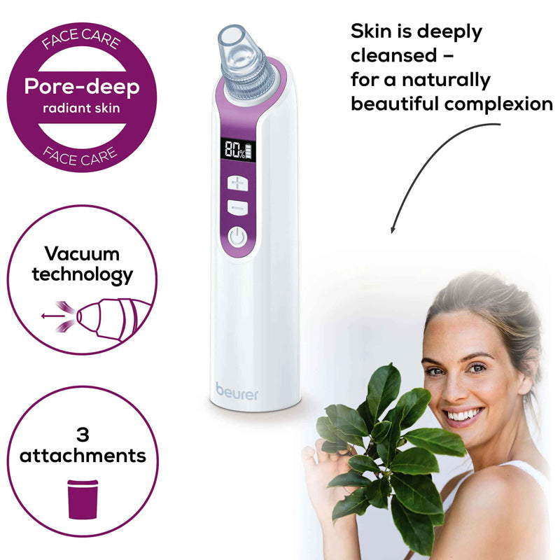 Beurer FC 41 electric blackhead remover and vacuum facial cleanser, white device, additional view 4