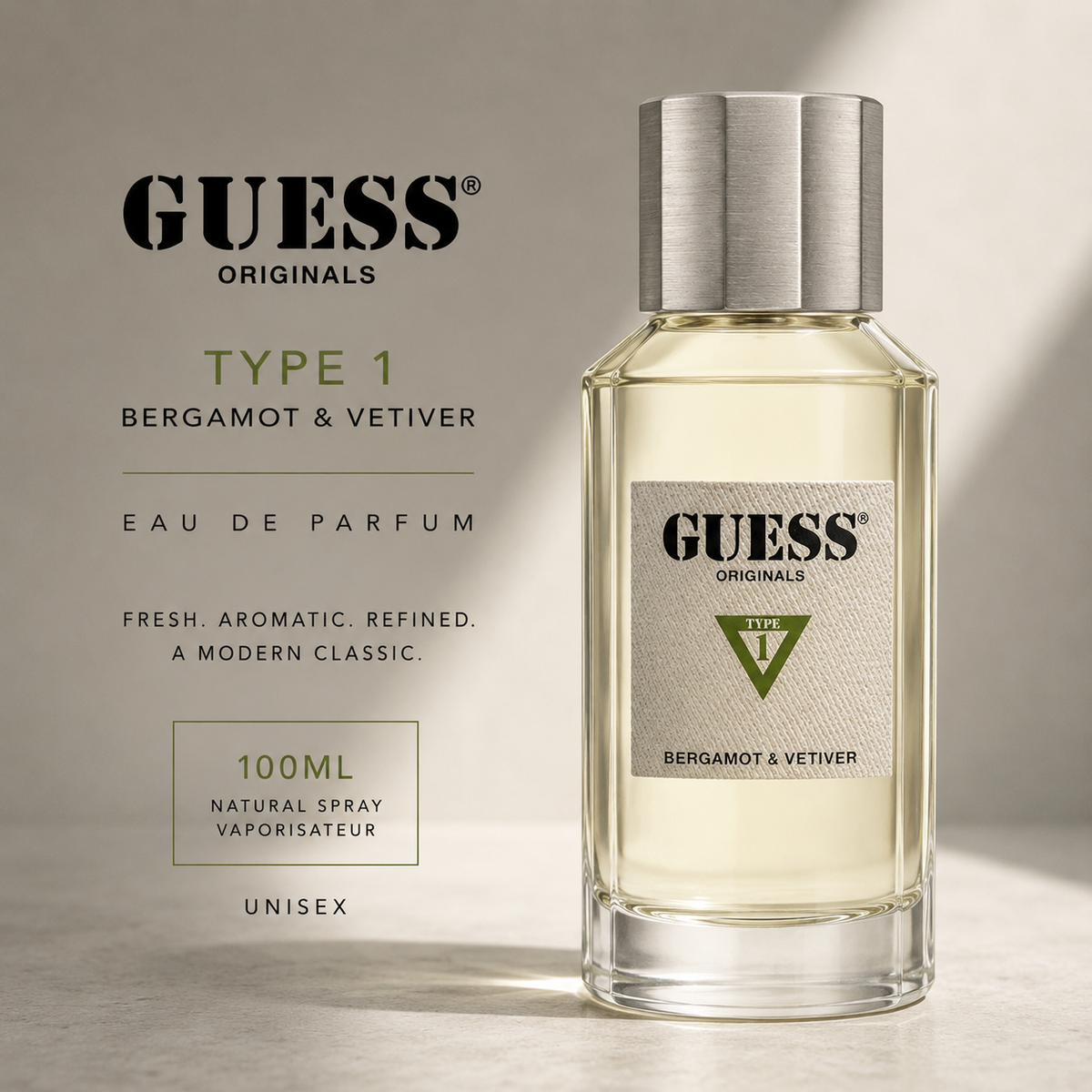 GUESS Originals Type 1 Bergamot Vetiver Eau de Parfum – 100ml