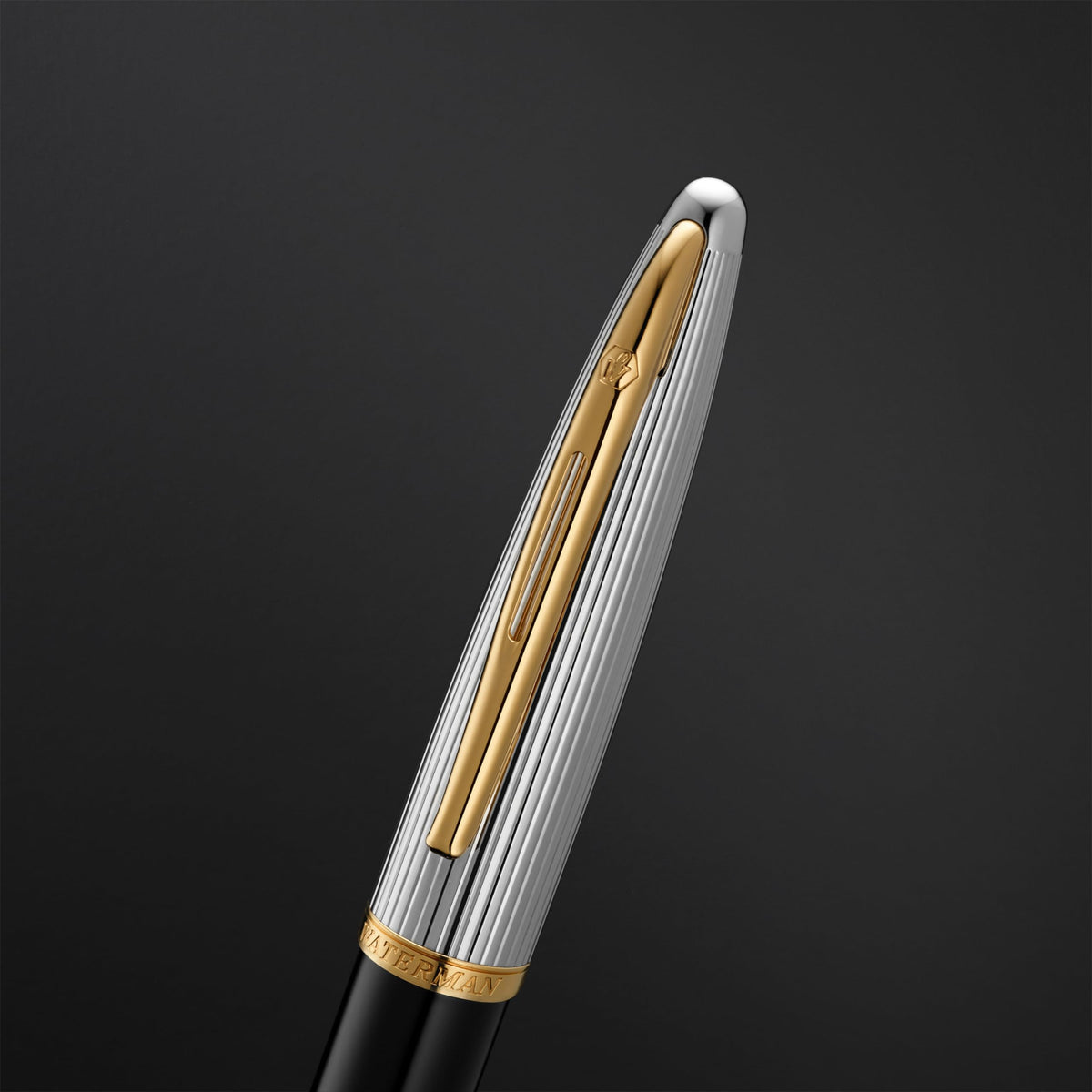 Waterman Carène Fountain Pen – Black Deluxe with Gold Trim (18K Gold Nib)