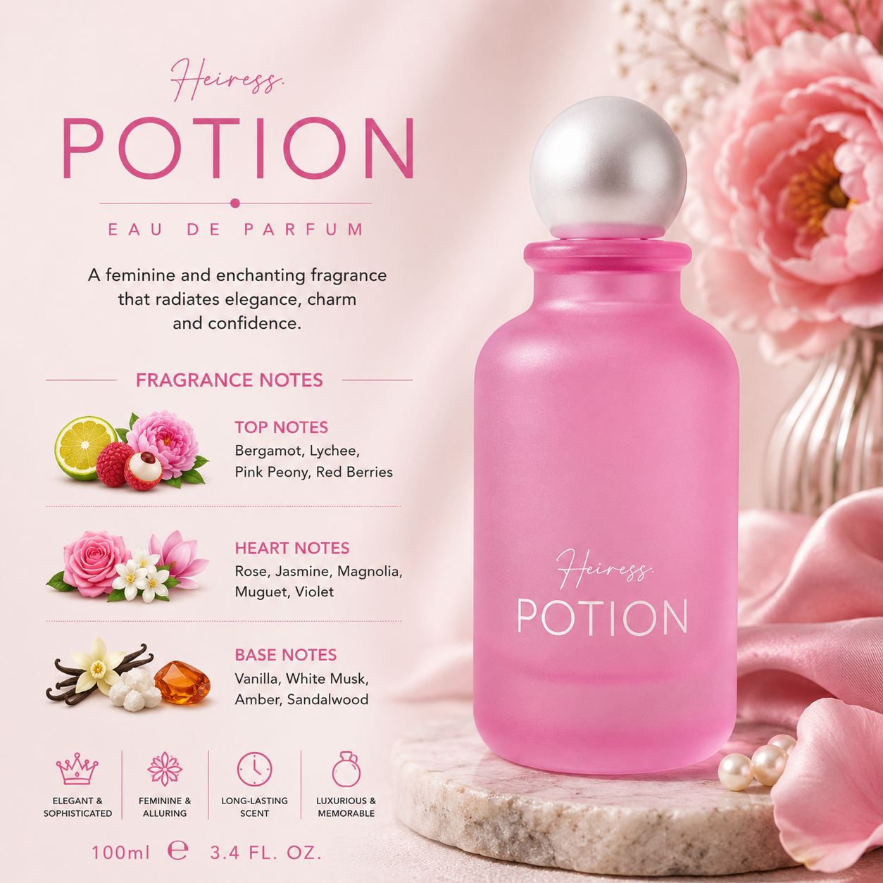 Potion Heiress Eau De Parfum 100ml – Feminine Floral Fruity Oriental
