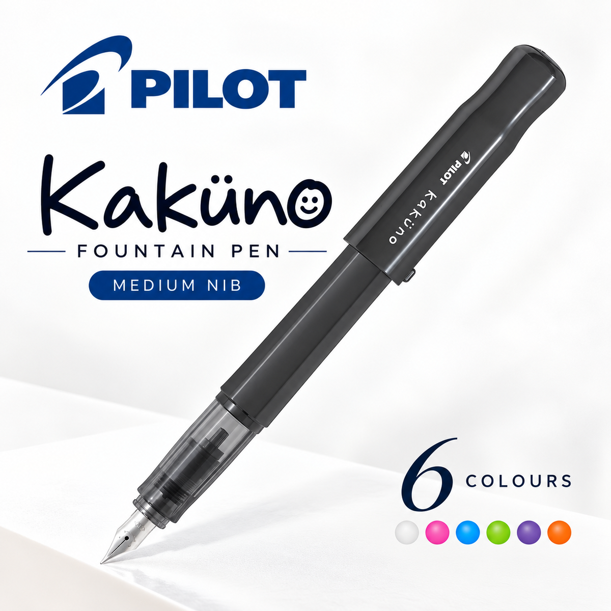 Pilot Kakuno Fountain Pen – Medium Nib, 6 Colours