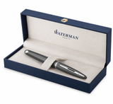 Waterman Carène Fountain Pen – Charcoal Grey with Stainless Steel Trim (18K Gold Nib)