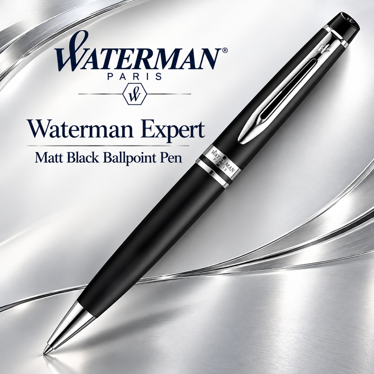 Waterman Expert Matt Black Ballpoint Pen – Premium Writing Instrument