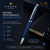Cross Calais Matte Metallic Blue with Polished Chrome Appointments Ballpoint Pen (Blue Ink)