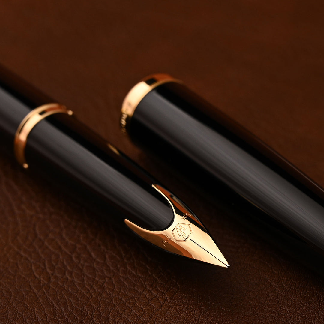 Waterman Carène Fountain Pen – Black Sea with Gold Trim (18K Gold Nib)
