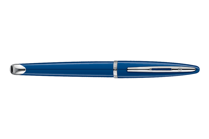 Waterman Carène Fountain Pen – Blue with Stainless Steel Trim (18K Gold Nib)