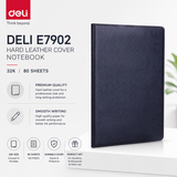 Deli E7902 Hard Leather Cover 32K Notebook – 80 Sheets