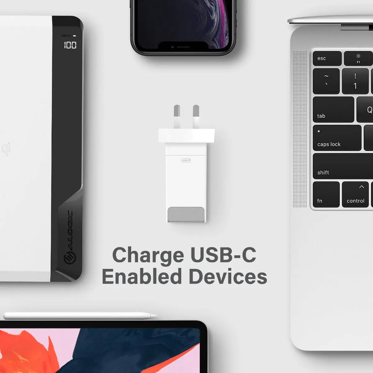 Alogic 60W USB-C Laptop & MacBook Charger – Travel Edition | AU, EU, UK, US Plugs + 2m Cable