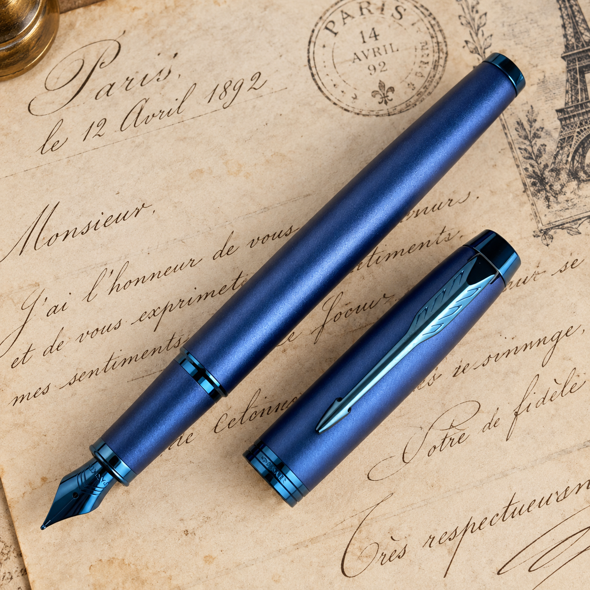Parker IM Monochrome Blue Fountain Pen – Matching Blue Trim