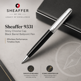 Sheaffer 9331 Ballpoint Pen – Shiny Chrome Cap & Black Barrel