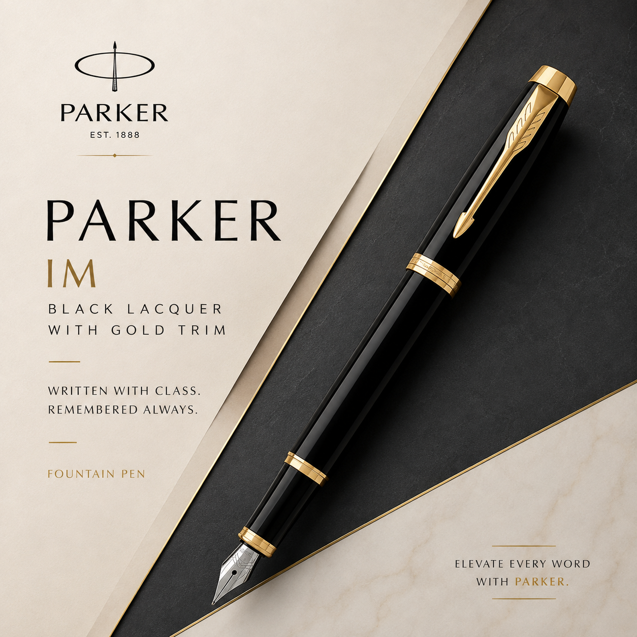 Parker IM Black Lacquer with Gold Trim Fountain Pen