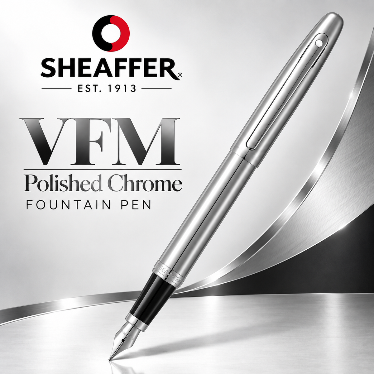 Sheaffer VFM Polished Chrome Fountain Pen – Medium Nib