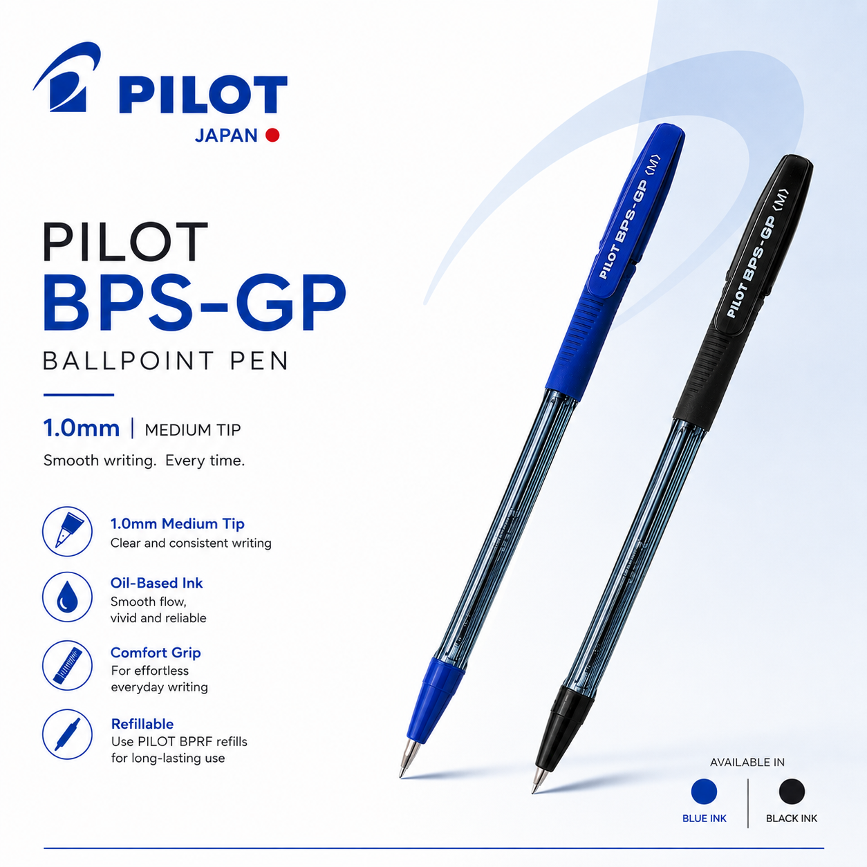 Pilot BPS-GP Ballpoint Pen – 1.0mm, Blue & Black Ink