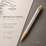 Parker Premium Series Gold Trim Silver Ballpoint Pen