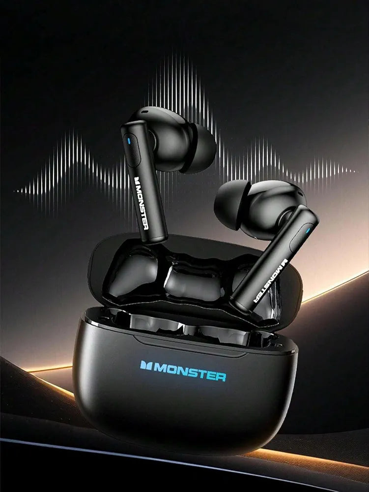 Monster XKT26 Wireless Gaming Earbuds – Bluetooth 5.4, ANC, Low Latency, Deep Bass (Original)