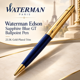 Waterman Edson Sapphire Blue GT Ballpoint Pen – 23.3K Gold-Plated Trim | Made in France
