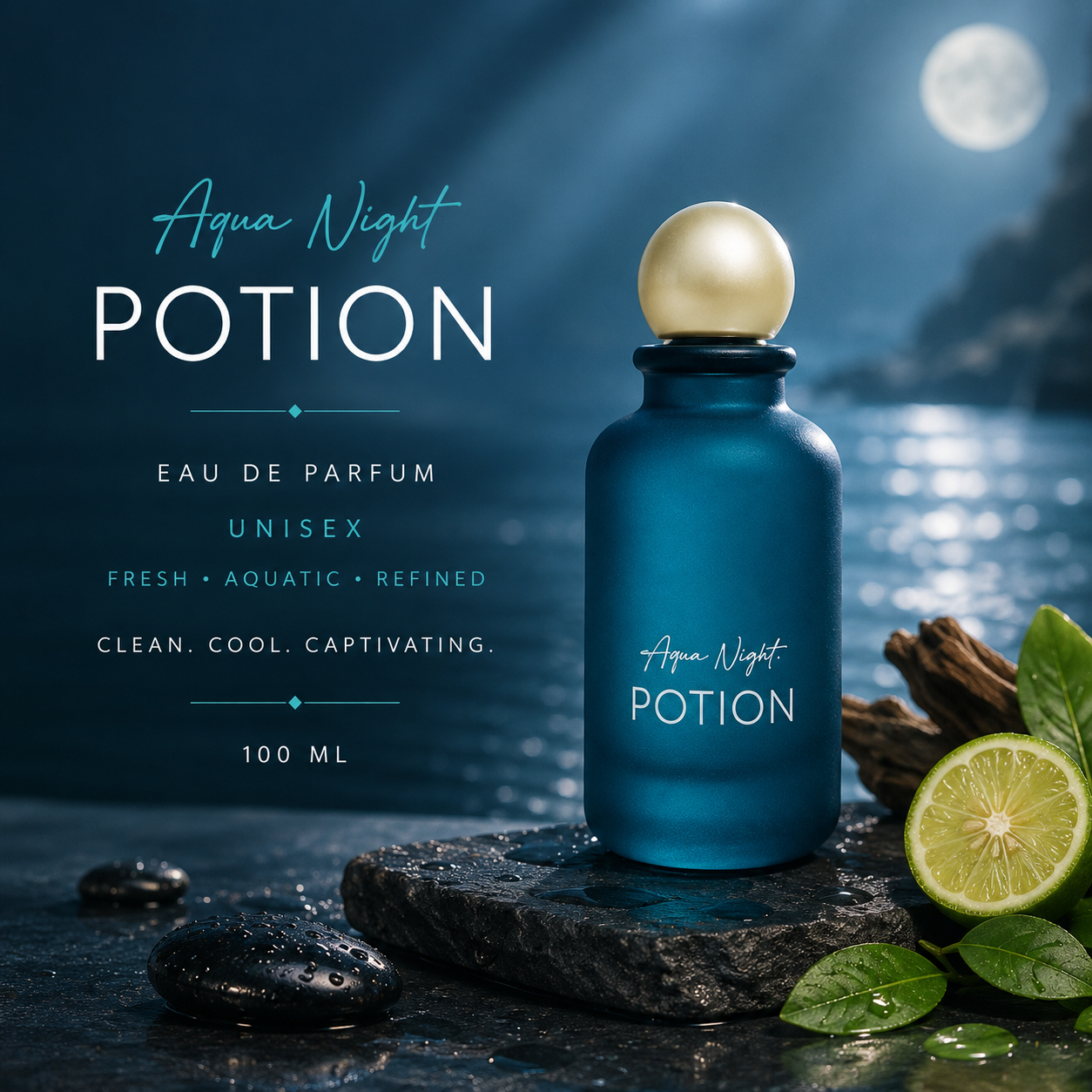 Potion Aqua Night Eau De Parfum 100ml – Unisex Fresh Aquatic